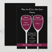 Wijndouche of bruidsdouche uitnodiging, rode wijn kaart (Voorkant / Achterkant)