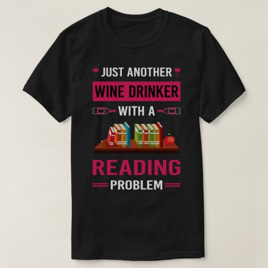 Wijndrinker Boeken lezen T-shirt (Design voorkant)