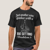 Wijndrinker Hond Zittend T-shirt (Voorkant)