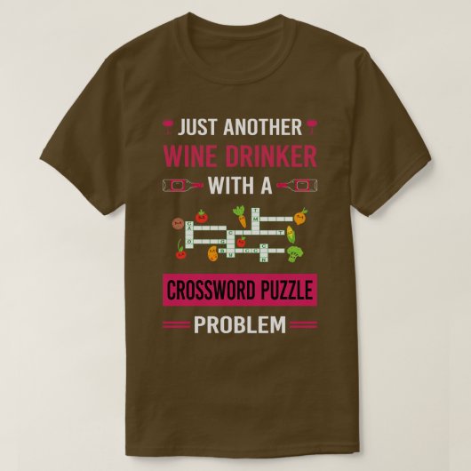 Wijndrinker kruiswoordpuzzels t-shirt (Design voorkant)