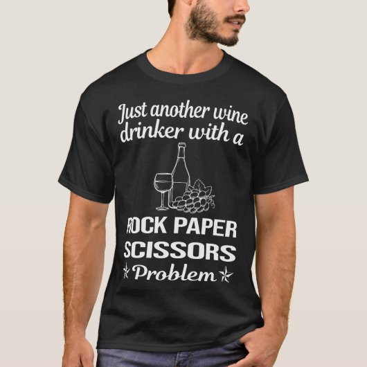 Wijndrinker Rock Paper Schaar T-shirt (Voorkant)