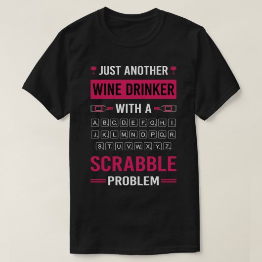 Wijndrinker scrabble t-shirt (Design voorkant)