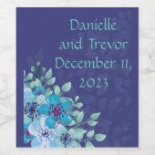 Wijndruiven Aangepaste bloemen Rood Wit Blauw Wijn Etiket (Enkel label)