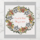 Wijndruiven Aangepaste bloemen Rood Wit Wijn Etiket (Enkel label)