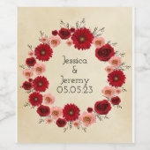 Wijndruiven Aangepaste bloemen Rood Wit Wijn Etiket (Enkel label)