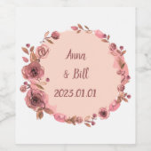 Wijndruiven Aangepaste bloemen Rood Wit Wijn Etiket (Enkel label)