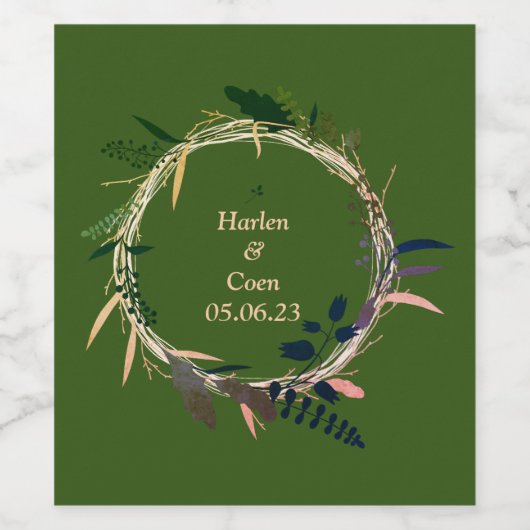 Wijndruiven Aangepaste bloemen Rood Wit Wijn Etiket (Enkel label)