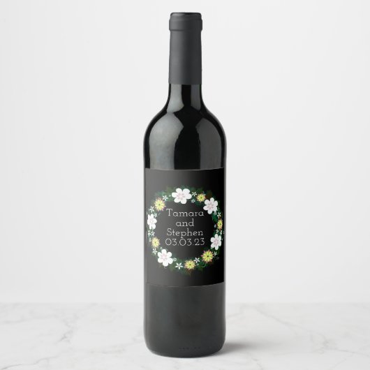 Wijndruiven Aangepaste bloemen Rood Wit Wijn Etiket (Voorkant)