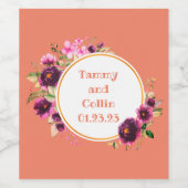 Wijndruiven Aangepaste bloemen Rood Wit Wijn Etiket (Enkel label)