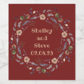 Wijndruiven Aangepaste bloemen Rood Wit Wijn Etiket (Enkel label)