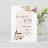 Wijndruiven Boho Bloemen Brunch & Bruiswijn Kaart (Staand voorkant)