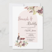 Wijndruiven Boho Bloemen Brunch & Bubbly Kaart (Voorkant)