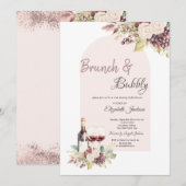 Wijndruiven Boho Bloemen Brunch & Bubbly Kaart (Voorkant / Achterkant)