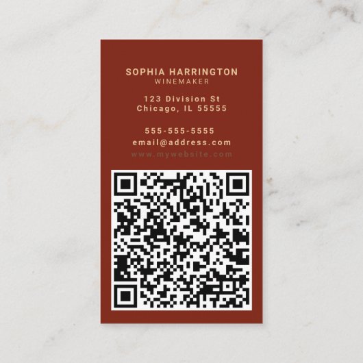Wijndruiven Custom QR Code Scannable Winery Busine Visitekaartje (Achterkant)