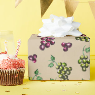 Wijndruiven Elegante hand-geïllustreerde Waterverf Cadeaupapier