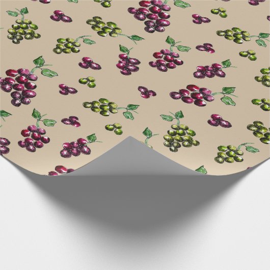 Wijndruiven Elegante hand-geïllustreerde Waterverf Cadeaupapier (Hoek)