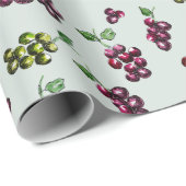 Wijndruiven Elegante hand-geïllustreerde Waterverf Cadeaupapier (Rol Hoek)
