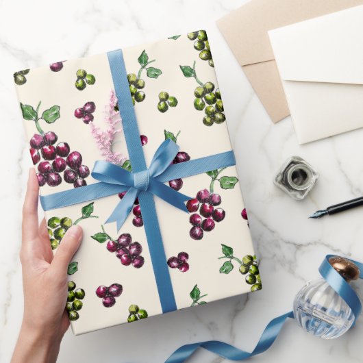 Wijndruiven Elegante hand-geïllustreerde Waterverf Cadeaupapier (Geschenken)