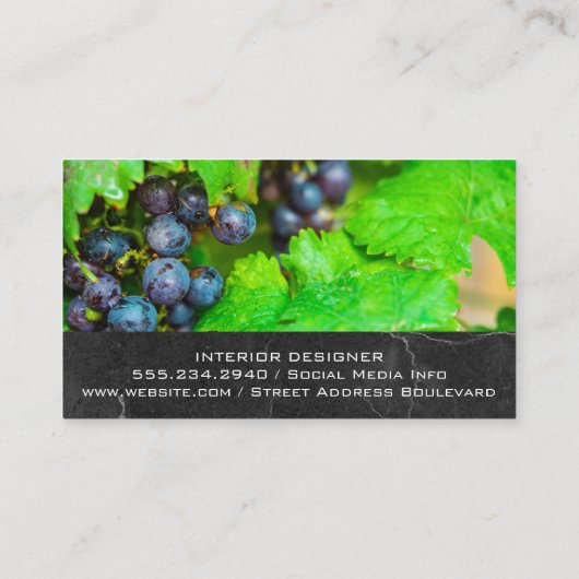 Wijndruiven en bladeren visitekaartje (Achterkant)