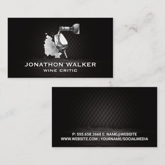 Wijndruiven en een fles wijn visitekaartje (Voorkant / Achterkant)
