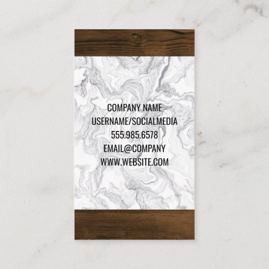 Wijndruiven en marmerhout met fles visitekaartje (Achterkant)