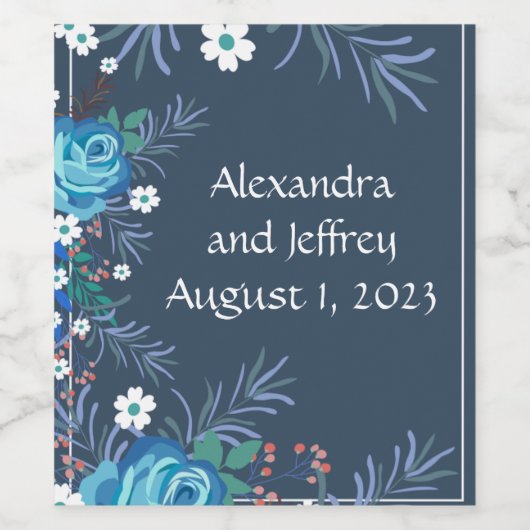 Wijndruiven - Gepersonaliseerde bloemen - Wit blau Wijn Etiket (Enkel label)