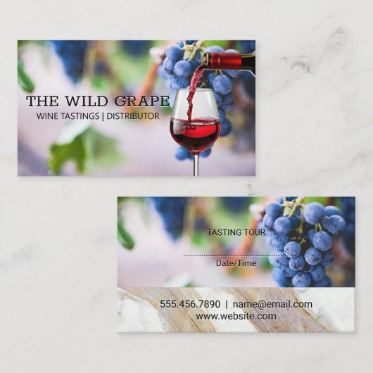 Wijndruiven | giet van rode wijn visitekaartje (Voorkant / Achterkant)