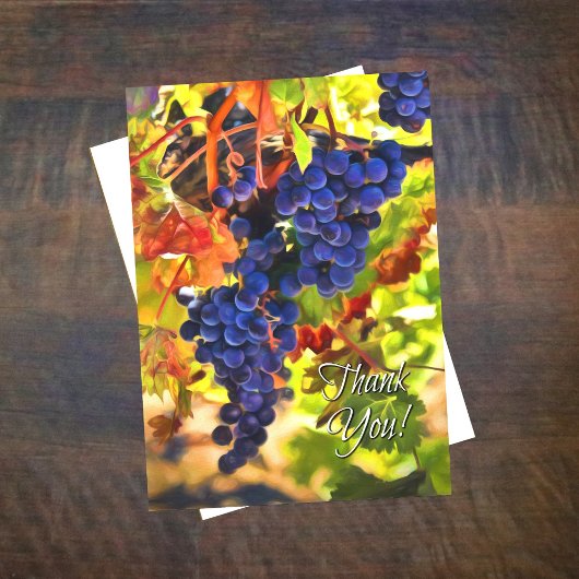 Wijndruiven met oogstherfstkleuren Dank u wel Kaart