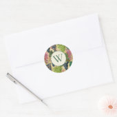 wijndruiven monogram Klassieke ronde sticker (Envelop)