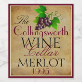 Wijndruiven Sjabloon Elegant  Paarse druiven Aange Wijn Etiket (Enkel label)