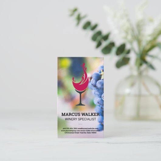 Wijndruiven | splash van wijnglas visitekaartje (Staand voorkant)