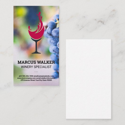 Wijndruiven | splash van wijnglas visitekaartje (Voorkant / Achterkant)