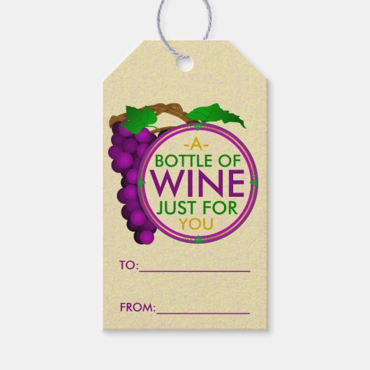 Wijndruiven Thema Gift Favor Bottle Hang Cadeaulabel (Voorkant)
