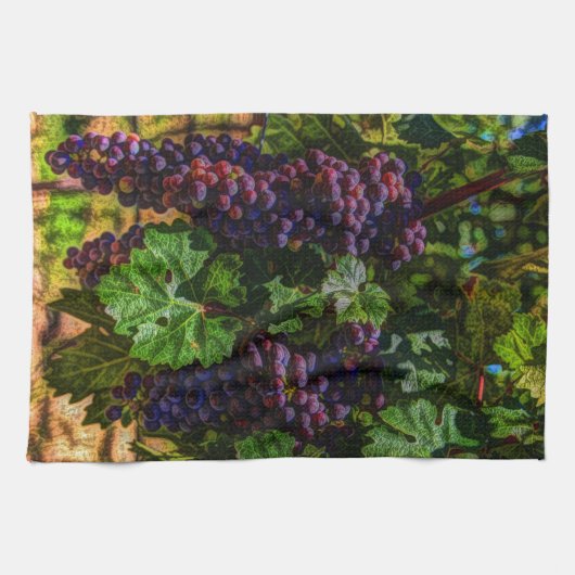 Wijndruiven van wijngaarden met wijnstok, zonnig theedoek (Horizontaal)