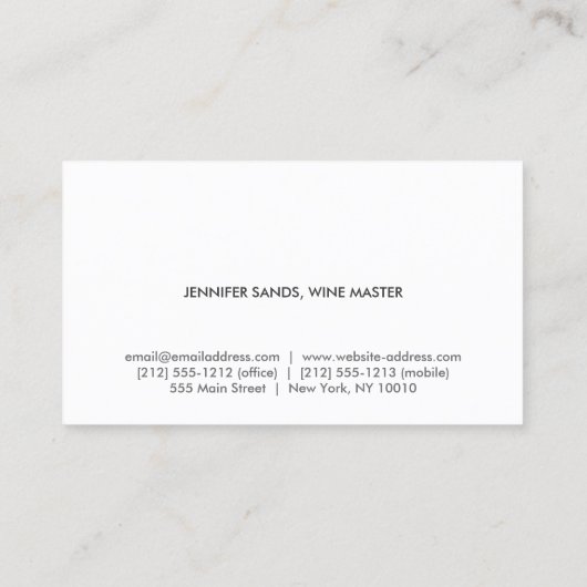 WIJNDRUIVEN, WIJNMAKERIJ, WIJNMASTER Visitekaartje (Achterkant)