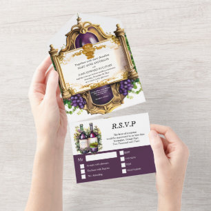 wijnembleem lijst Bourgondische gouddruiven All In One Uitnodiging