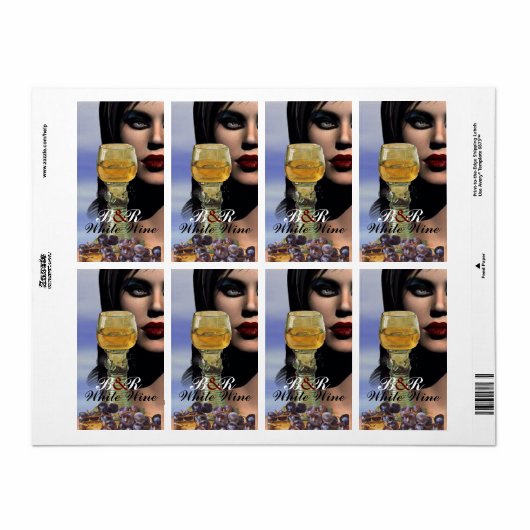 WIJNEN EN WITTE WIJNGLAZEN Wijnproeverij Etiket (Full Sheet)