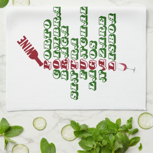 Wijnen van Portugal Portugese wijn All-Over Print Theedoek (Gevouwen)