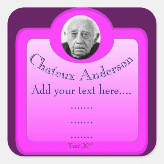 Wijnetiket dat volledig kan worden Gepersonaliseer Vierkante Sticker (Voorkant)