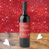 Wijnetiket met rode en witte Valentijnsdag Wijn Etiket