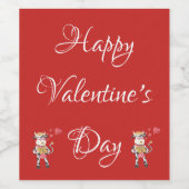 Wijnetiket met rode en witte Valentijnsdag Wijn Etiket (Enkel label)