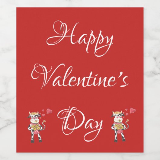 Wijnetiket met rode en witte Valentijnsdag Wijn Etiket (Enkel label)