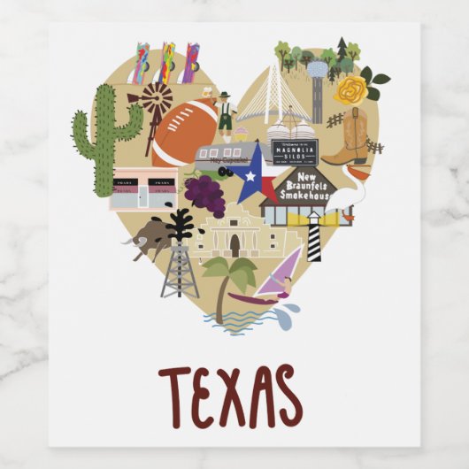 Wijnetiket Texas Wijn Etiket (Enkel label)