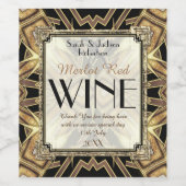 Wijnetiketten Art Deco Zwart Goud Geometrisch Patr Wijn Etiket (Enkel label)