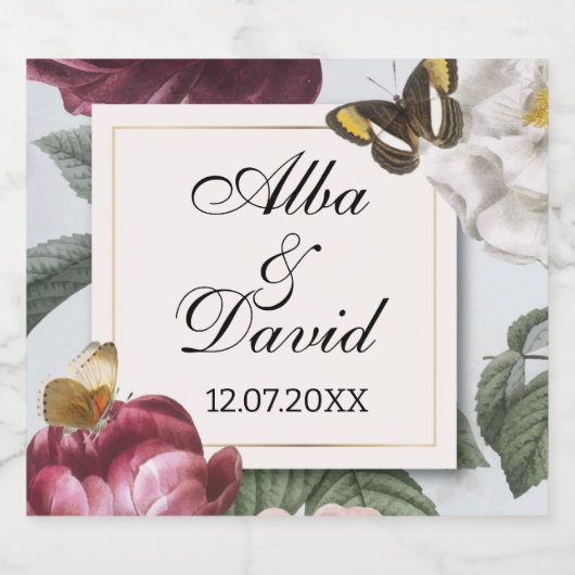 Wijnetiketten Bloom Bloem Bloem Vlinder  Sparkling Wijnetiket (Enkel label)