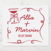 Wijnetiketten Hand getekend geïllustreerde Drink b Sparkling Wijnetiket (Enkel label)