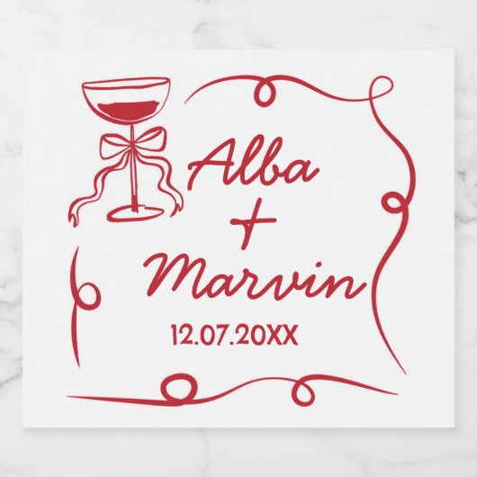 Wijnetiketten Hand getekend geïllustreerde Drink b Sparkling Wijnetiket (Enkel label)