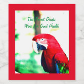 Wijnetiketten met rode papegaai wijn etiket (Enkel label)