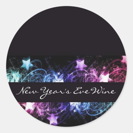 Wijnetiketten op oudejaarsavond ronde sticker (Voorkant)