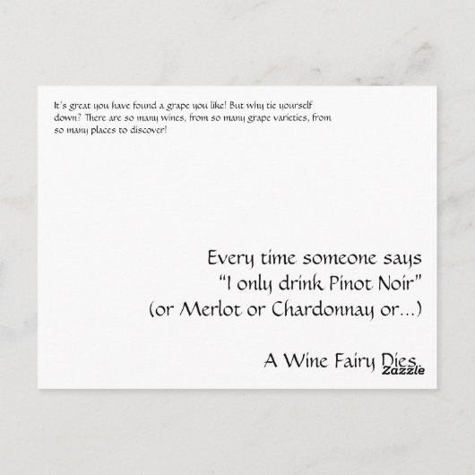 Wijnfee - Ik drink alleen horizontale tekst Briefkaart (Achterkant)